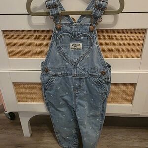 OshKosh B'gosh Light Blue Heart Denim Overalls